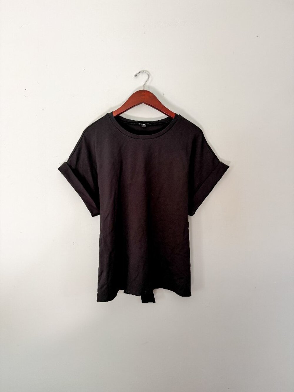 Express Black Tie Back Short Sleeve Blouse Top M